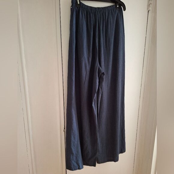 NWT WEWOREWHAT M soft navy color Linen blend pants - Picture 4 of 9